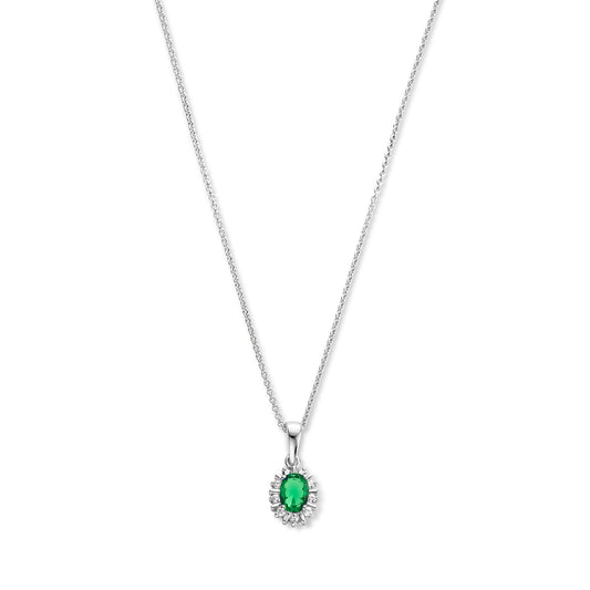 Mia Colore Verdi 925 sterling sølv halskæde med grøn zirconia sten