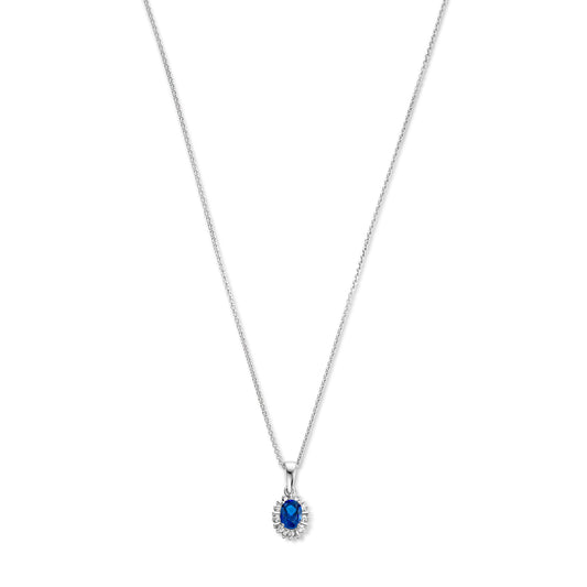 Mia Colore Azure 925 sterling sølv halskæde med blå zirconia sten