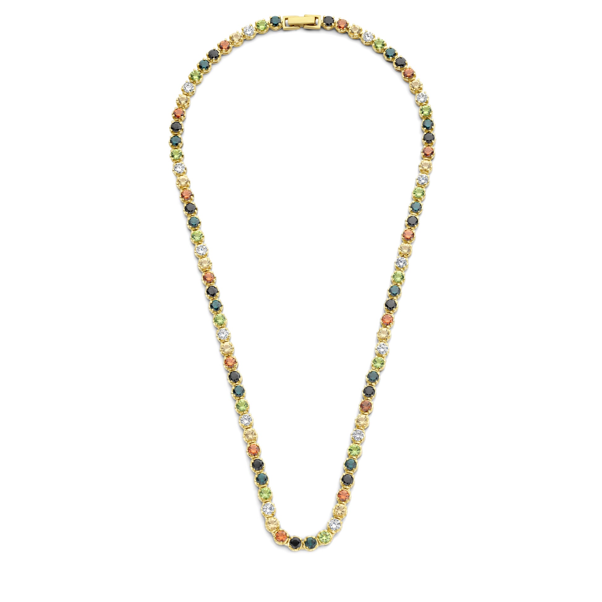 Santa Maria del Fiore 925 sterling silver gold plated necklace with coloured zirconia stones - Parte di Me