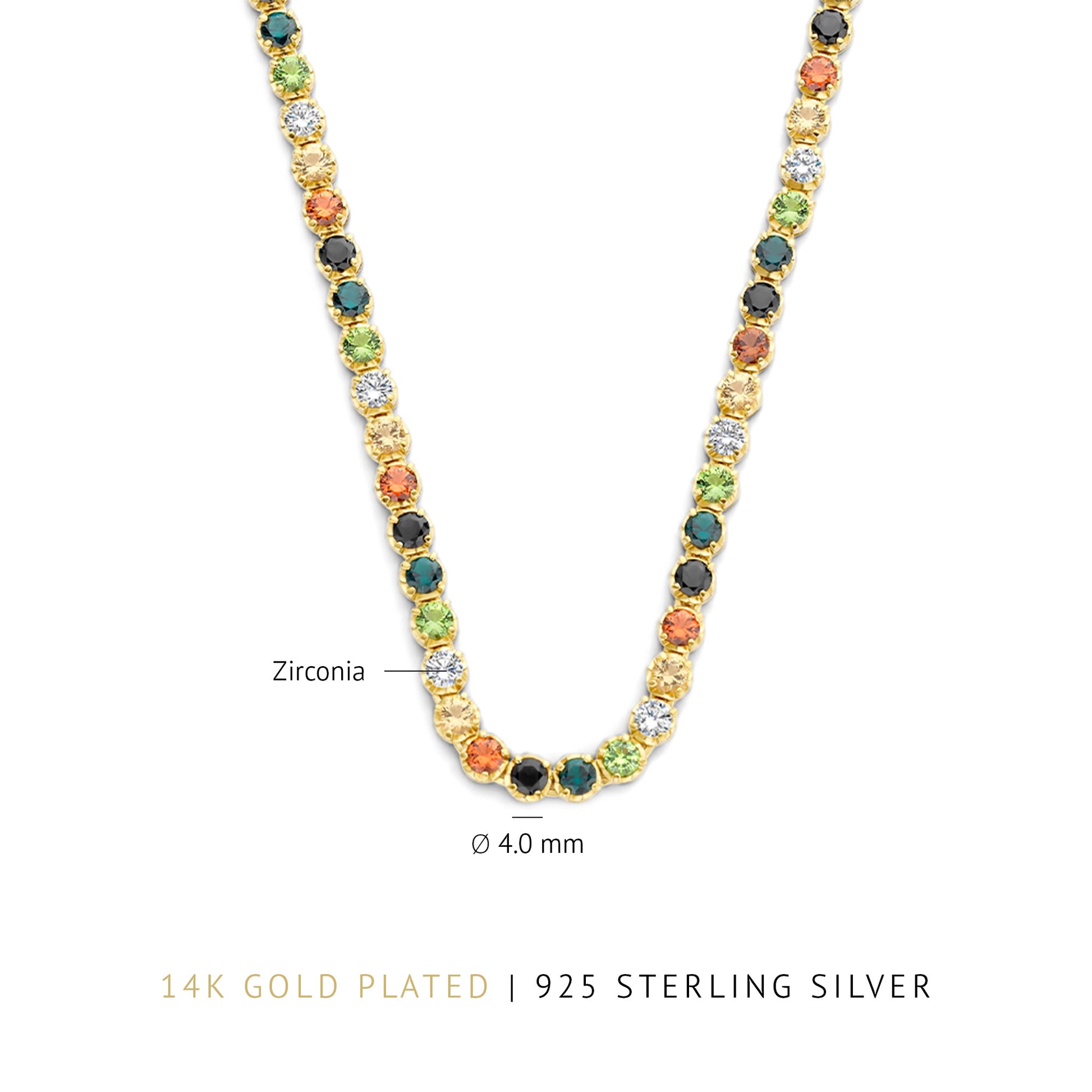 Santa Maria del Fiore 925 sterling silver gold plated necklace with coloured zirconia stones - Parte di Me