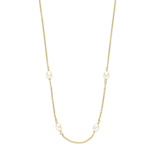 Brioso Cortona Ambra 925 sterling silver gold plated necklace with freshwater pearls