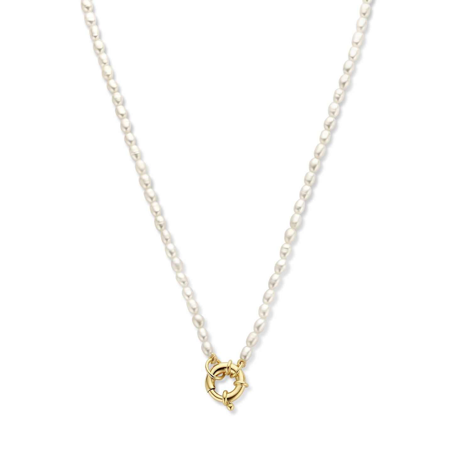 Brioso Cortona Bella 925 sterling silver gold plated pearl necklace with 14 karat gold plating