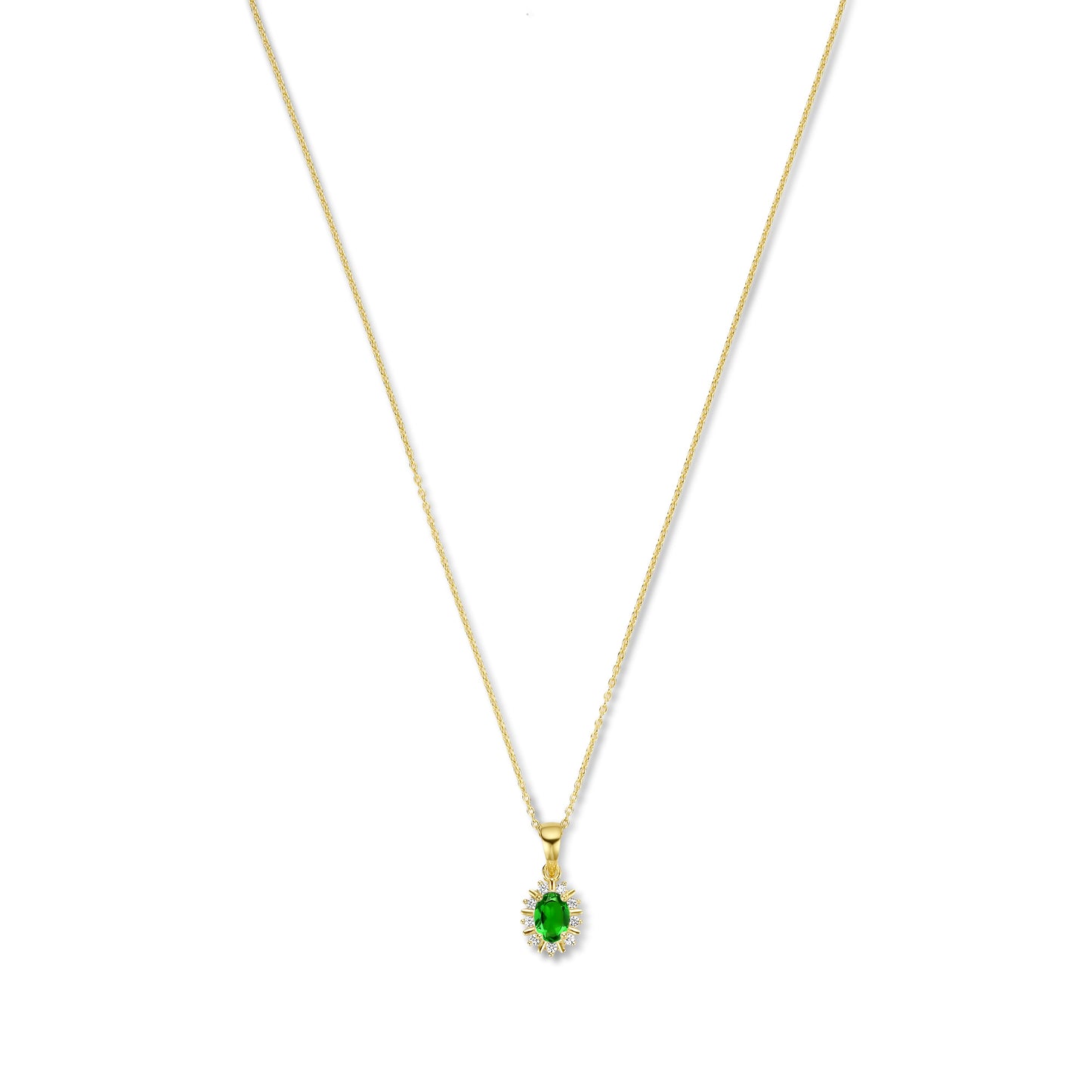 Mia Colore Verdi 925 sterling silver gold plated necklace with green zirconia stone - Parte di Me