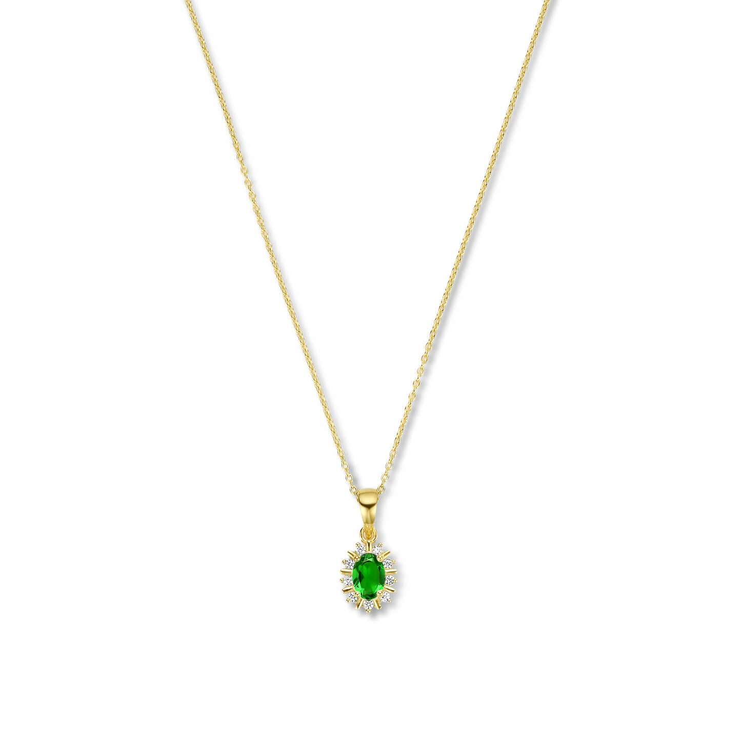 Mia Colore Verdi 925 sterling silver gold plated necklace with green zirconia stone - Parte di Me