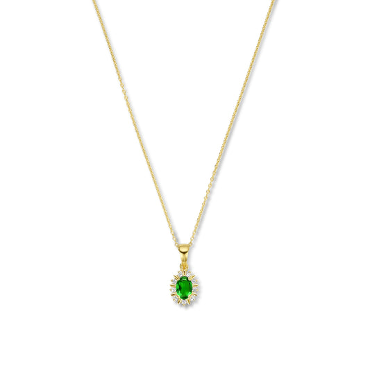 Mia Colore Verdi 925 sterling sølv guldbelagte halskæde med grøn zirconia sten