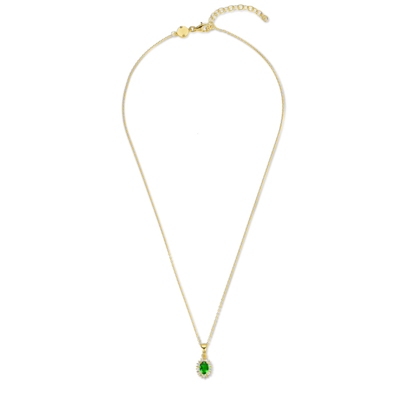 Mia Colore Verdi 925 sterling silver gold plated necklace with green zirconia stone - Parte di Me