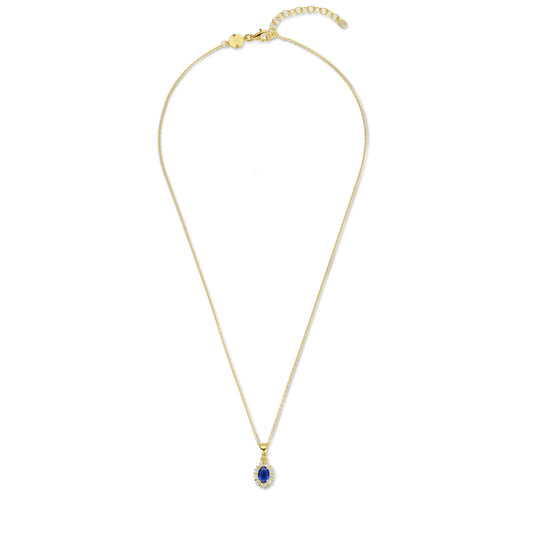 Mia Colore Azure 925 sterling sølv guldbelagte halskæde med blå zirconia sten