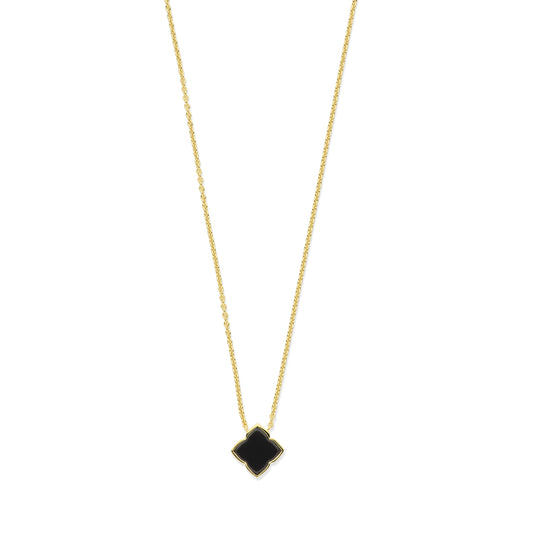 Brioso Cortona Giulia 925 sterling silver gold plated necklace with black onyx