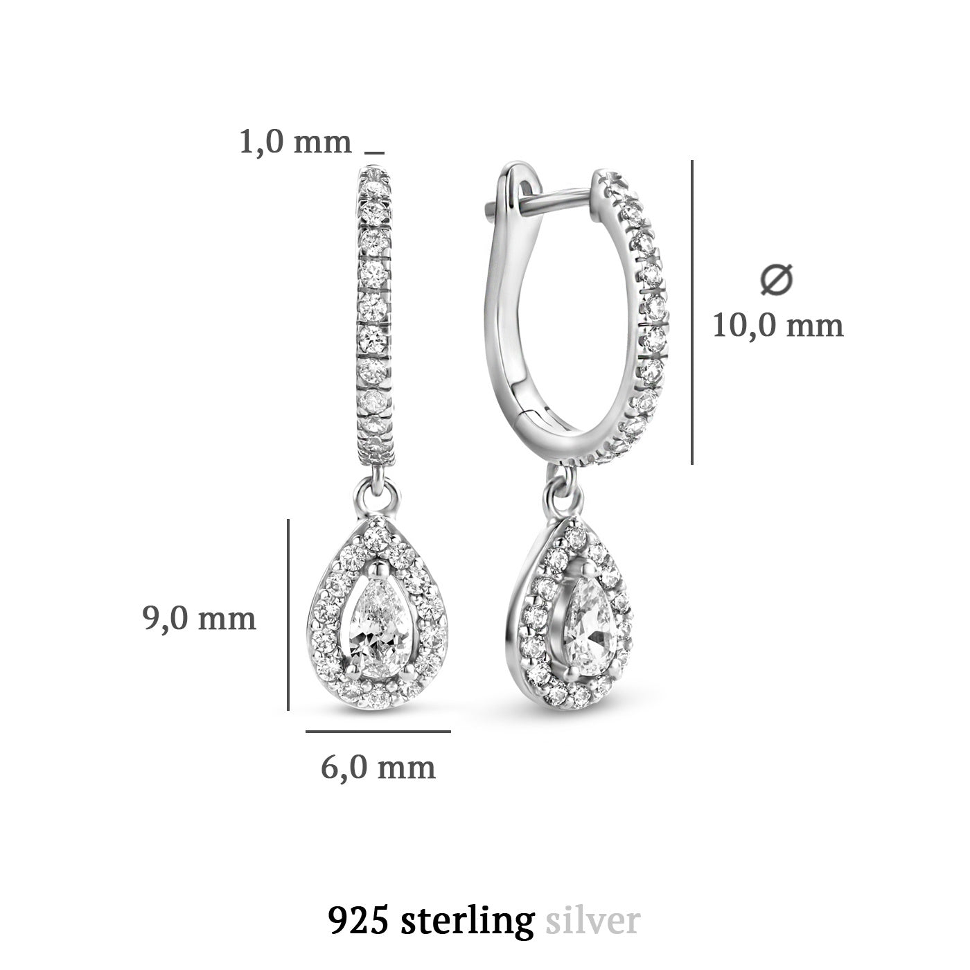 Ponte Vecchio Dalia 925 sterling silver drop earrings with zirconia stones - Parte di Me