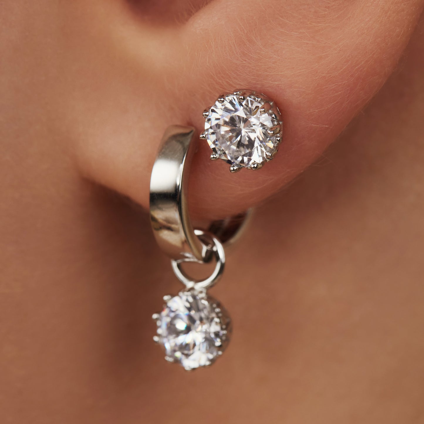 Cento Luci Rosia 925 sterling silver ear studs with zirconia stone - Parte di Me