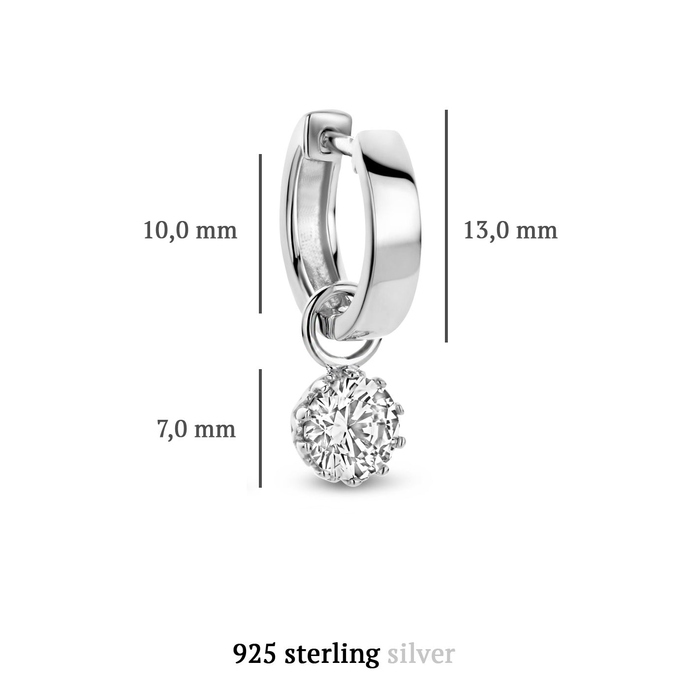 Cento Luci Rosia creole in argento sterling 925 con pietra zircone