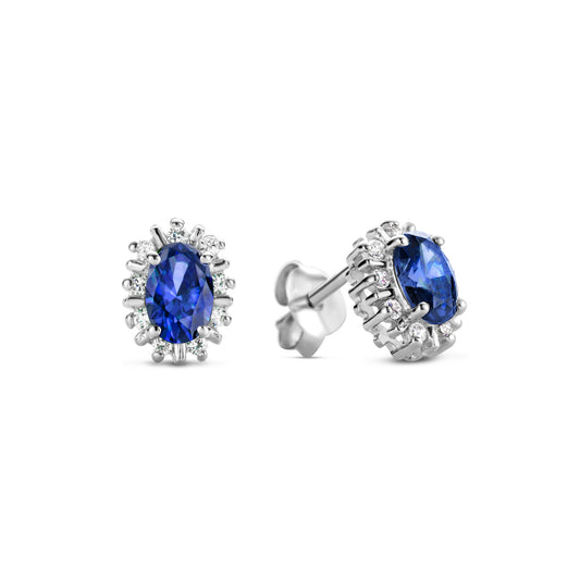 Mia Colore Azure 925 sterling silver ear studs with blue zirconia stone - Parte di Me