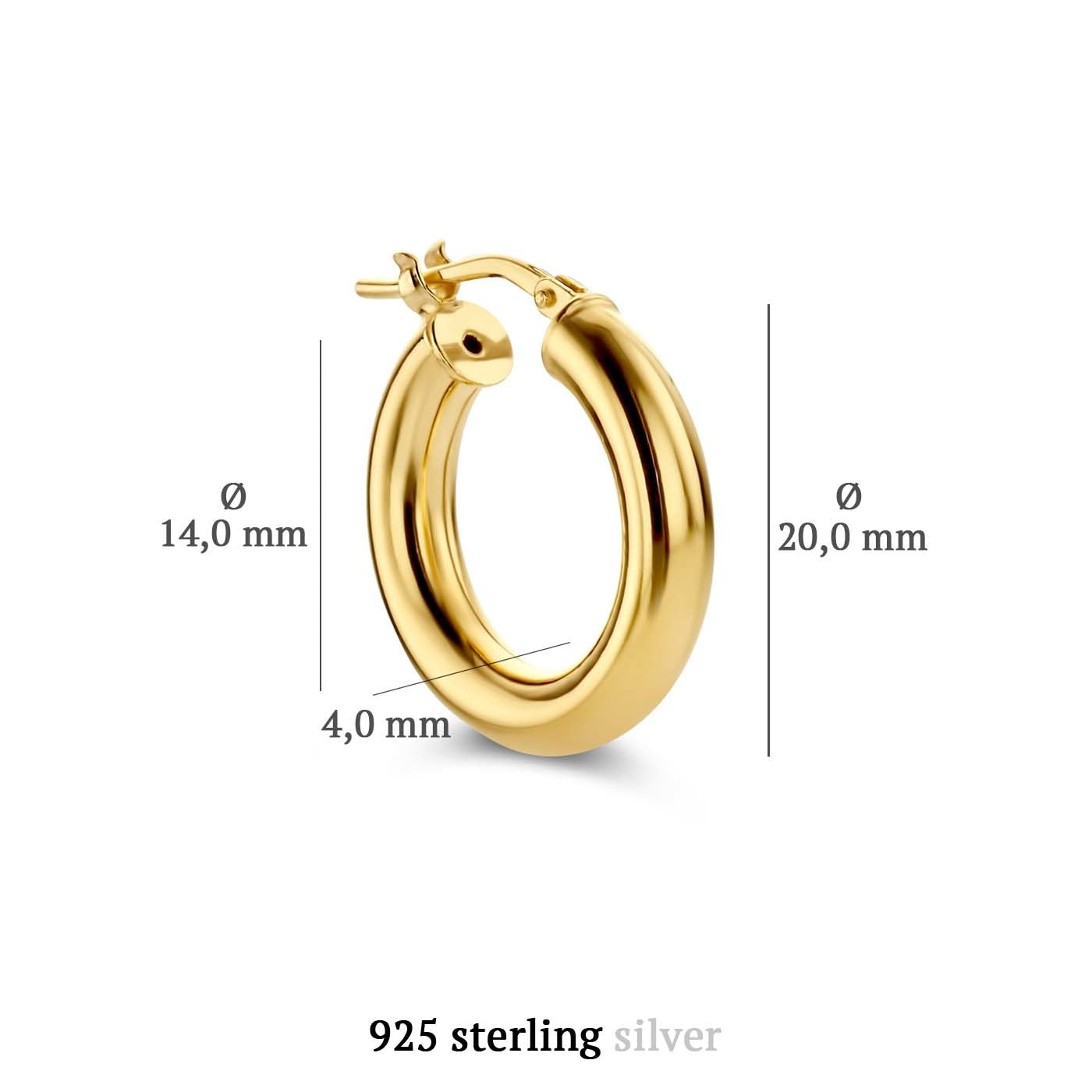 Bibbiena Poppi Casentino 925 sterling silver gold plated hoop earrings with 14 karat gold plating - Parte di Me