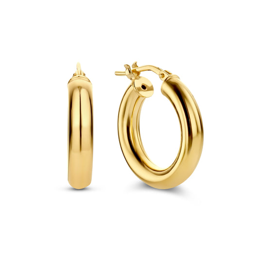 Bibbiena Poppi Casentino 925 sterling silver gold plated hoop earrings with 14 karat gold plating
