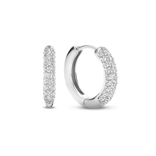 Santa Maria della Base 925 sterling silver hoop earrings with zirconia stones - Parte di Me