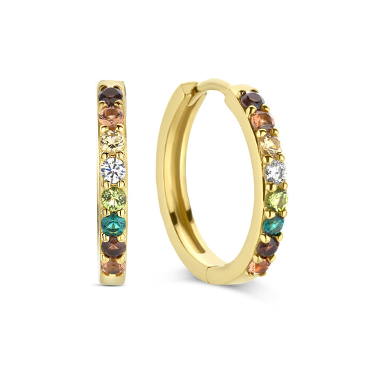 Santa Maria del Fiore 925 sterling silver gold plated hoop earrings with coloured zirconia stones