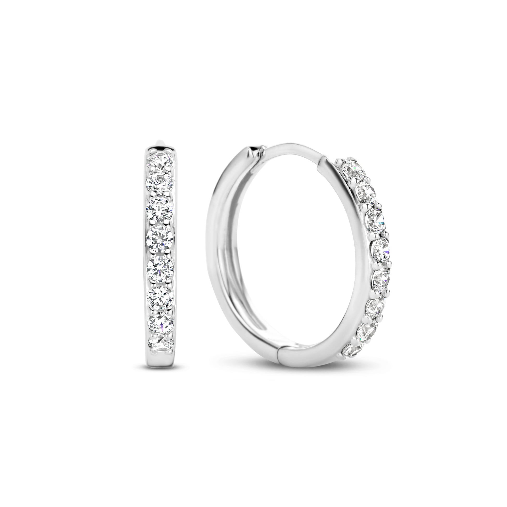 Santa Maria della Base 925 sterling silver hoop earrings with zirconia stones - Parte di Me