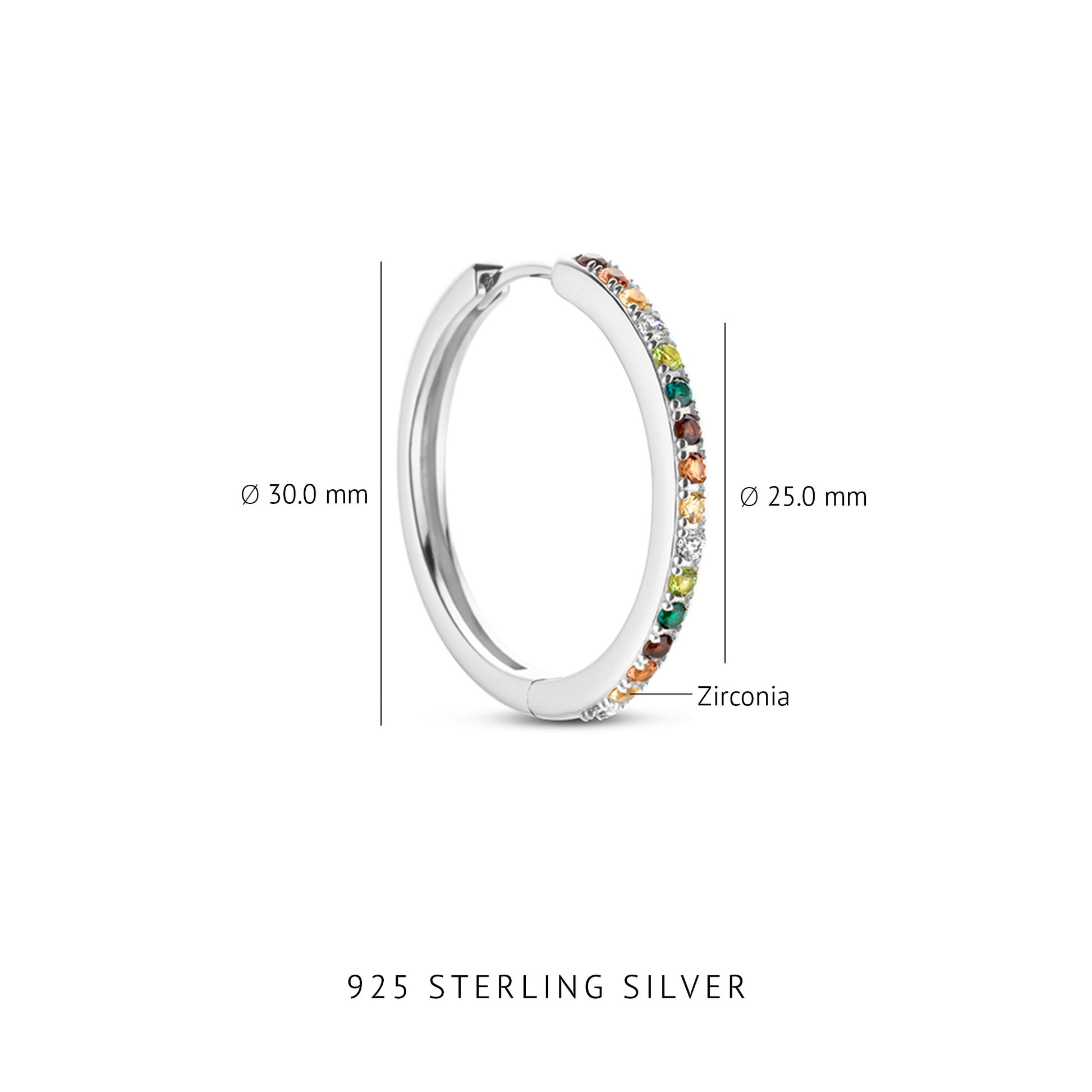 Santa Maria del Fiore 925 sterling silver hoop earrings with coloured zirconia stones - Parte di Me