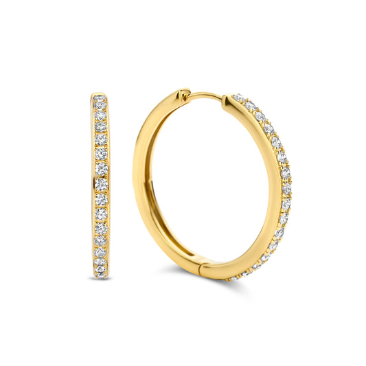 Santa Maria della Base 925 sterling silver gold plated hoop earrings with zirconia stones - Parte di Me