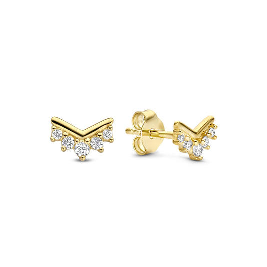 Santa Maria della Base 925 sterling silver gold plated ear studs with zirconia stones