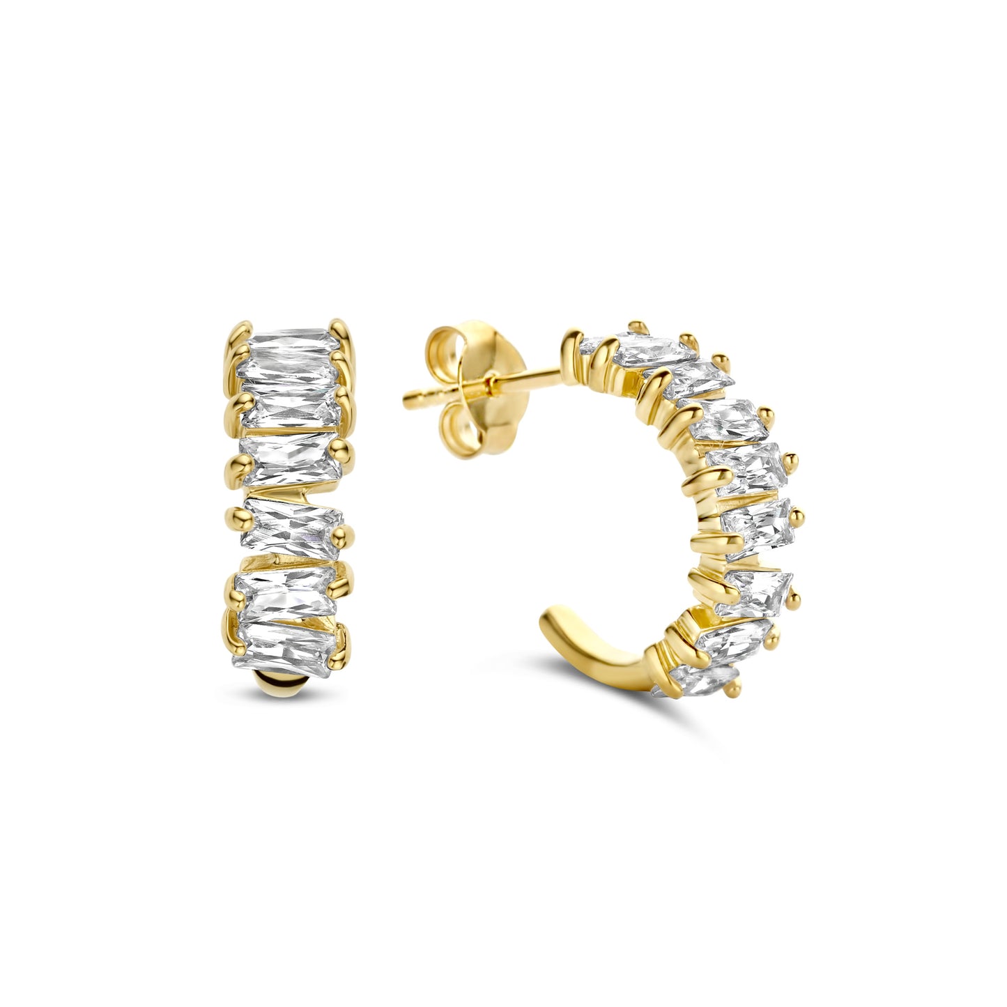 Santa Maria della Base 925 sterling silver gold plated hoop earrings with zirconia stones - Parte di Me