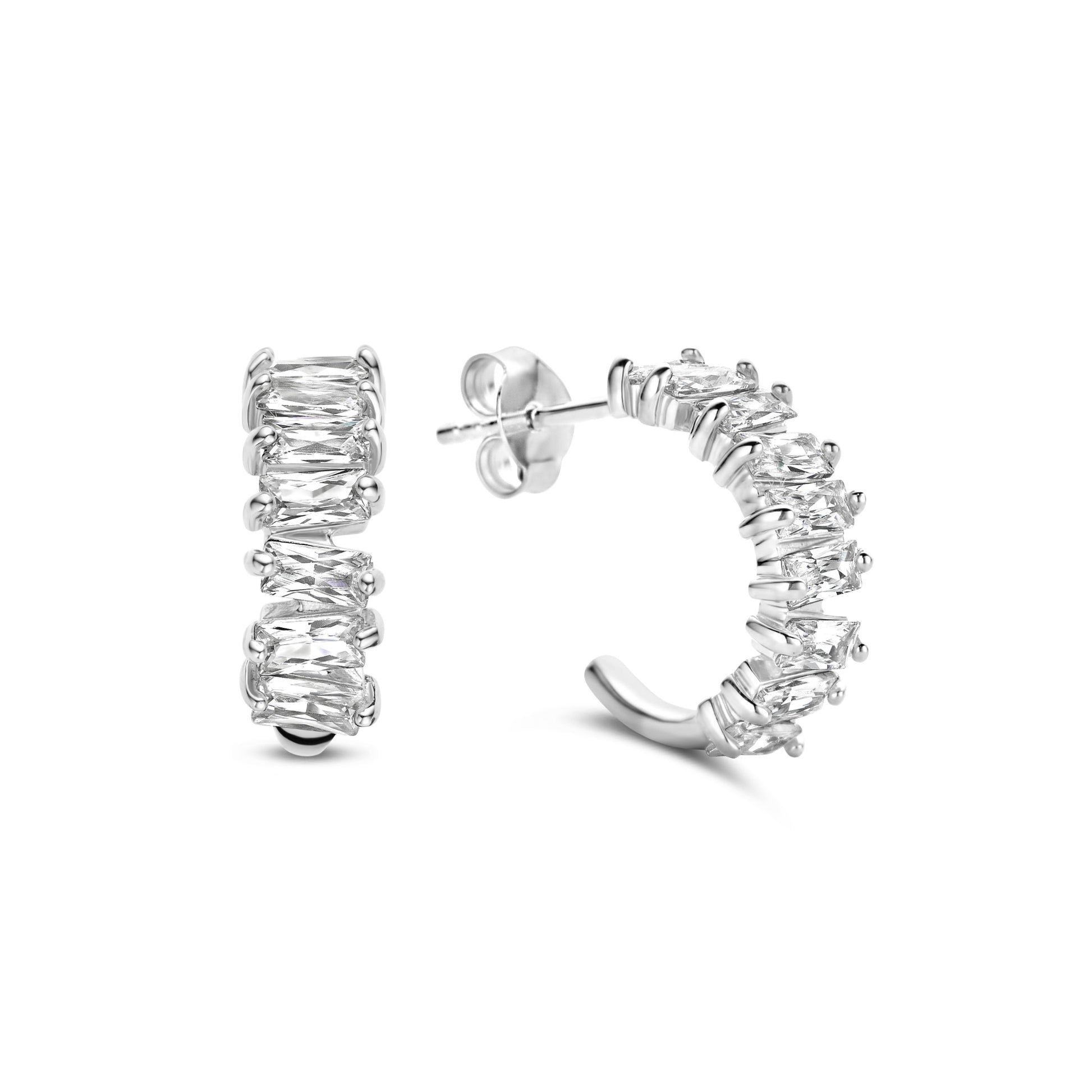 Santa Maria della Base 925 sterling silver hoop earrings with zirconia stones - Parte di Me