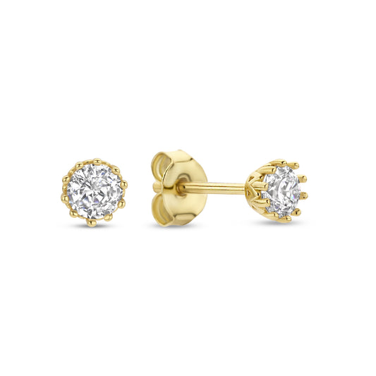 Cento Luci Mila 925 sterling silver gold plated ear studs with zirconia stone
