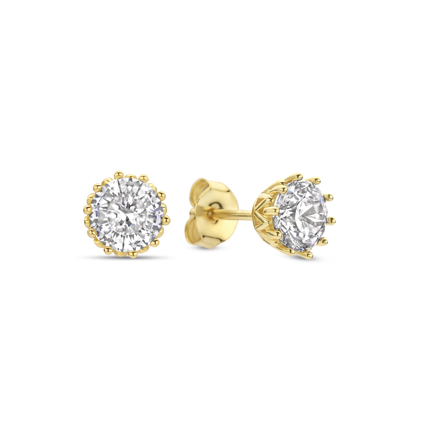 Cento Luci Rosia 925 sterling silver gold plated ear studs with zirconia stone - Parte di Me