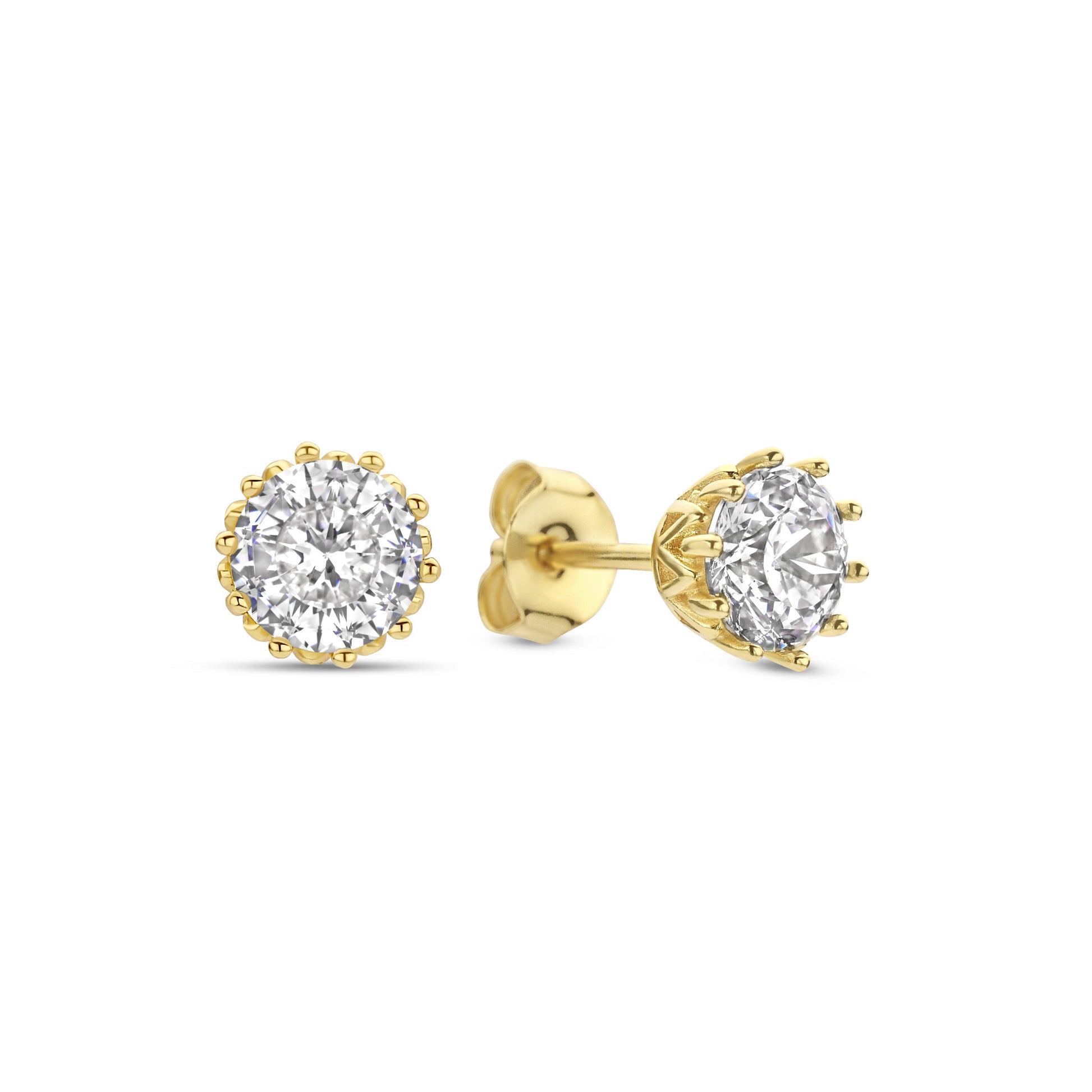 Cento Luci Rosia 925 sterling silver gold plated ear studs with zirconia stone - Parte di Me