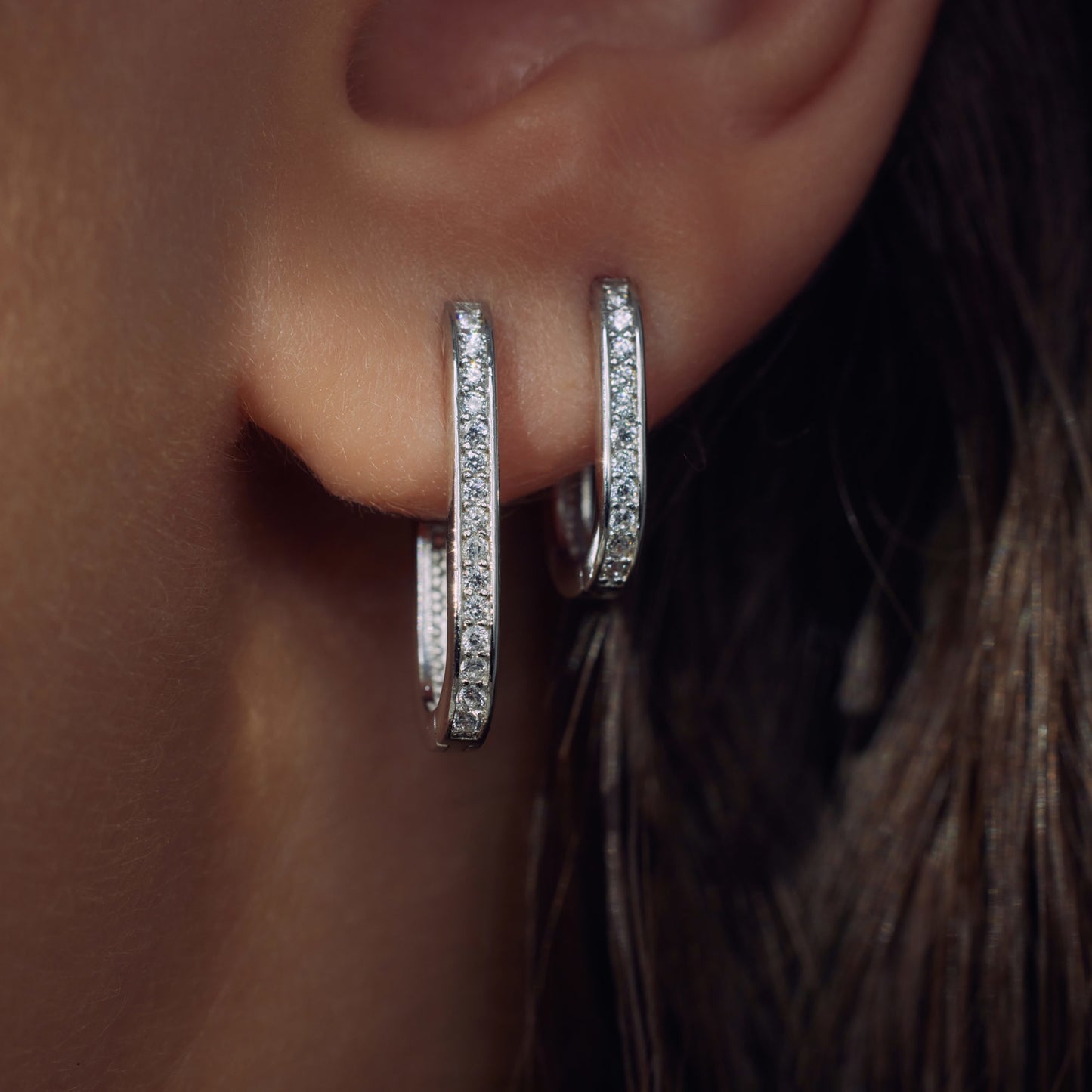 Ponte Vecchio Elina 925 sterling silver hoop earrings with zirconia stones