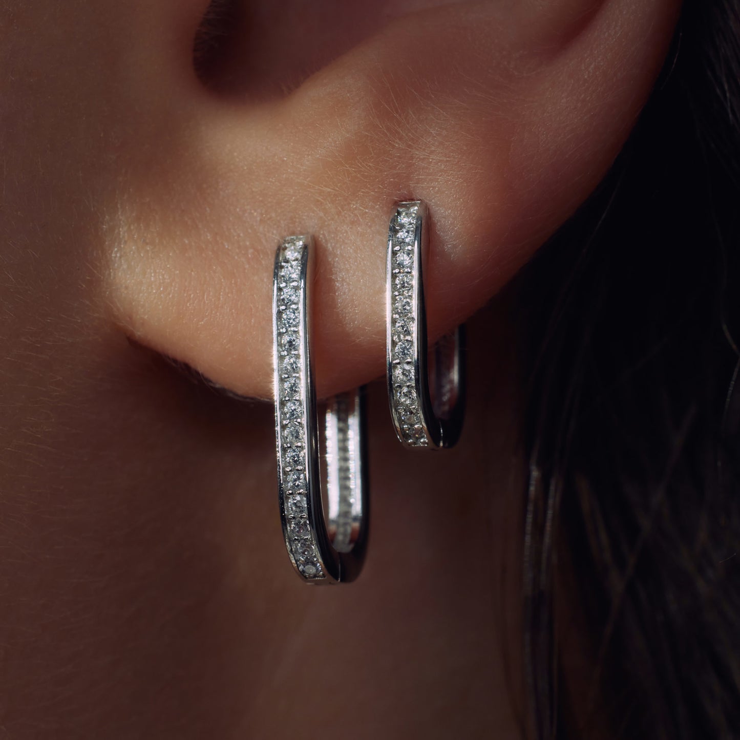 Ponte Vecchio Elina 925 sterling silver hoop earrings with zirconia stones
