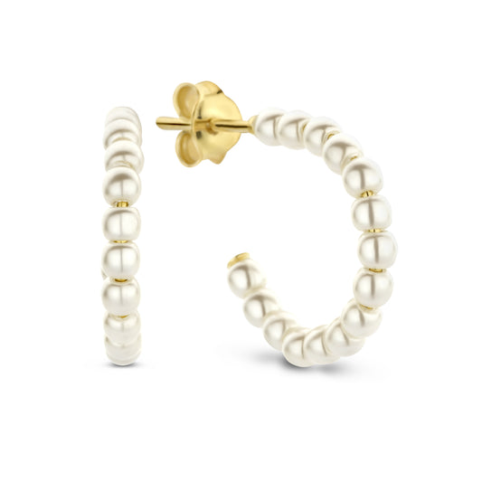 Brioso Cortona Bella 925 sterling silver gold plated hoop earrings with freshwater pearls