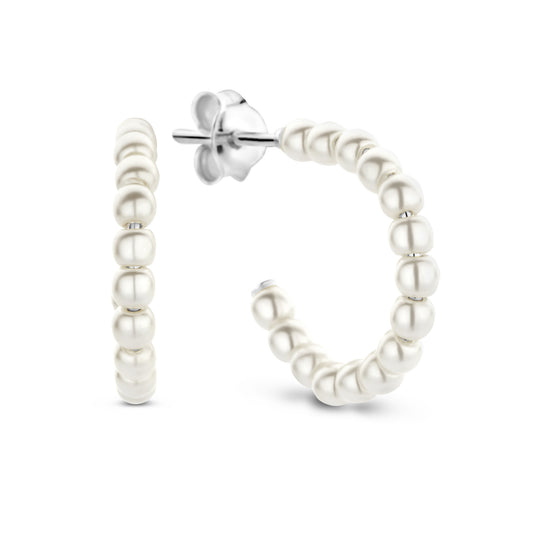 Brioso Cortona Bella 925 sterling silver hoop earrings with freshwater pearls