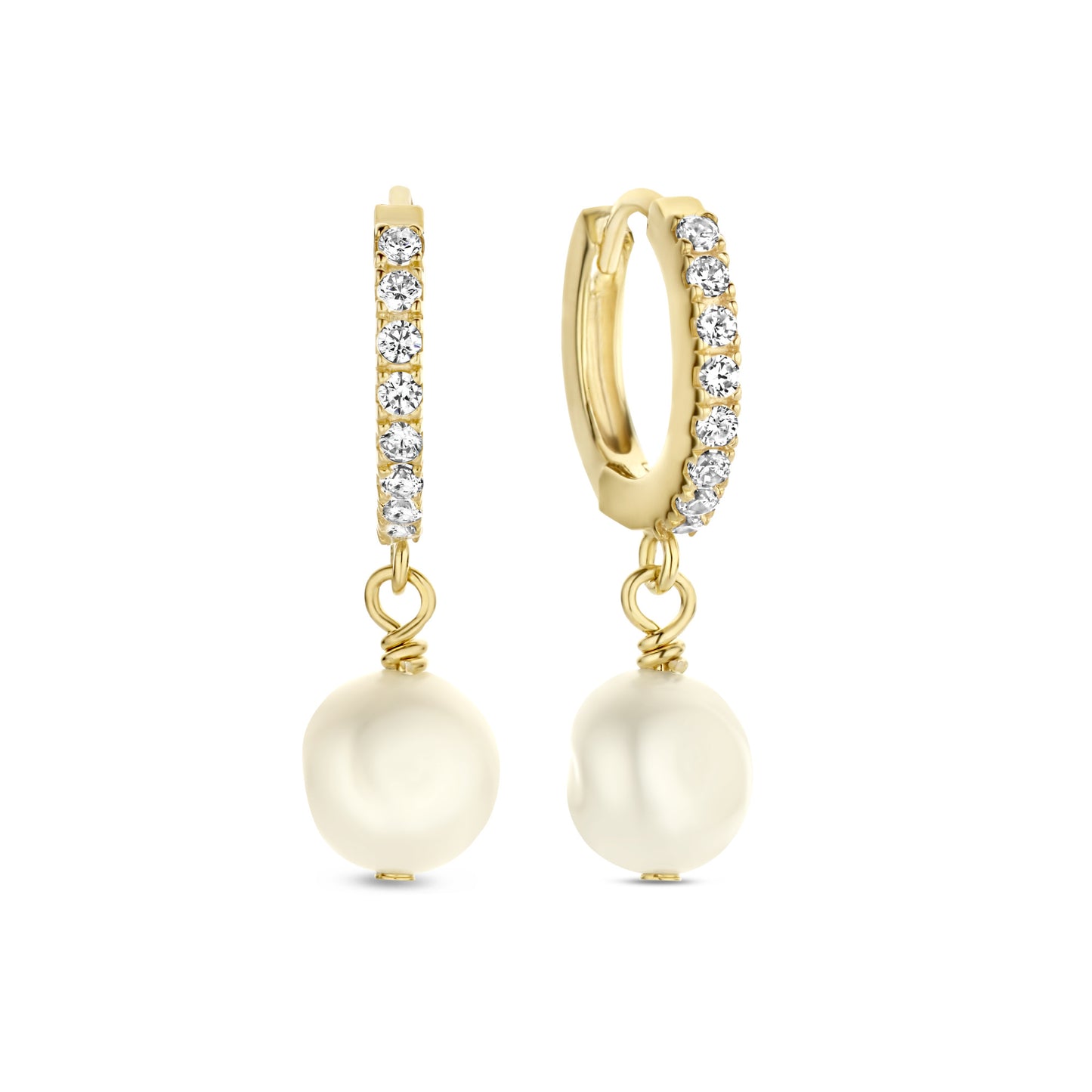 Brioso Cortona Bella 925 sterling silver gold plated hoop earrings with freshwater pearl