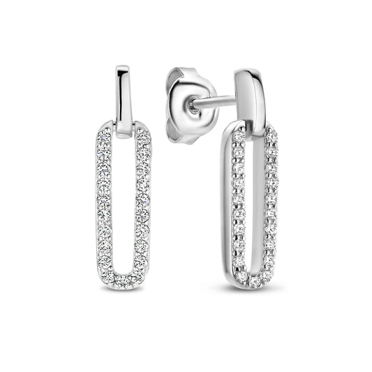 Ponte Vecchio Cartolina 925 sterling silver drop earrings with zirconia stones - Parte di Me