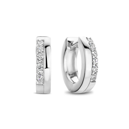 Ponte Vecchio Pitti 925 sterling silver hoop earrings with zirconia stones