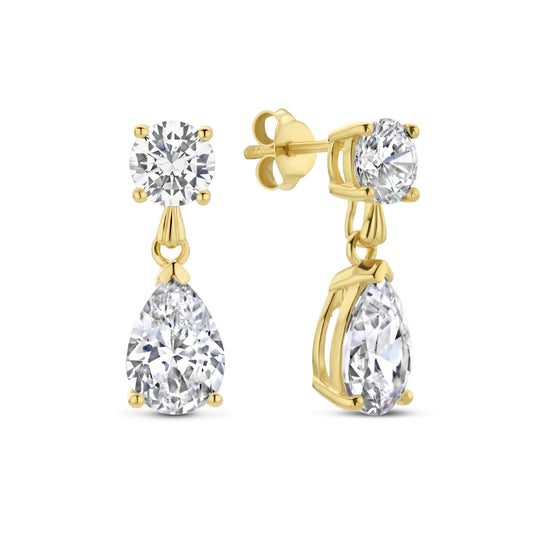 Ponte Vecchio Sienna 925 sterling silver gold plated drop earrings with zirconia stone - Parte di Me