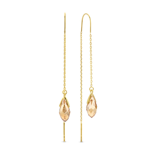 La Sirena Ombrone 925 sterling silver gold plated drop earrings with 14 karat gold plating