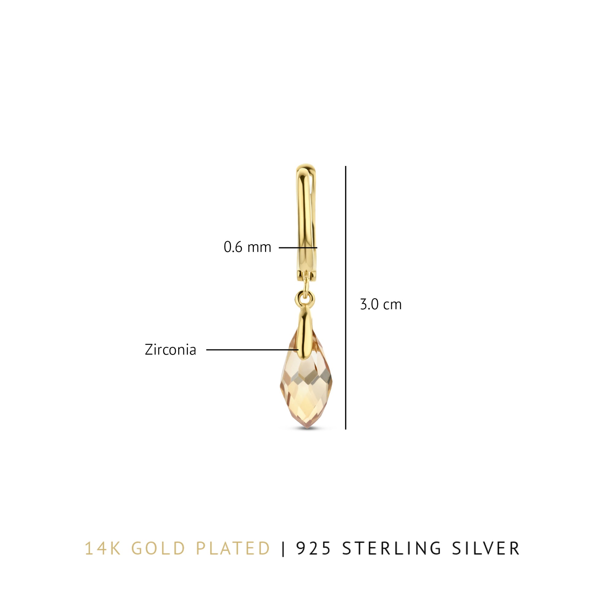 La Sirena Ombrone 925 sterling silver gold plated drop earrings with 14 karat gold plating - Parte di Me