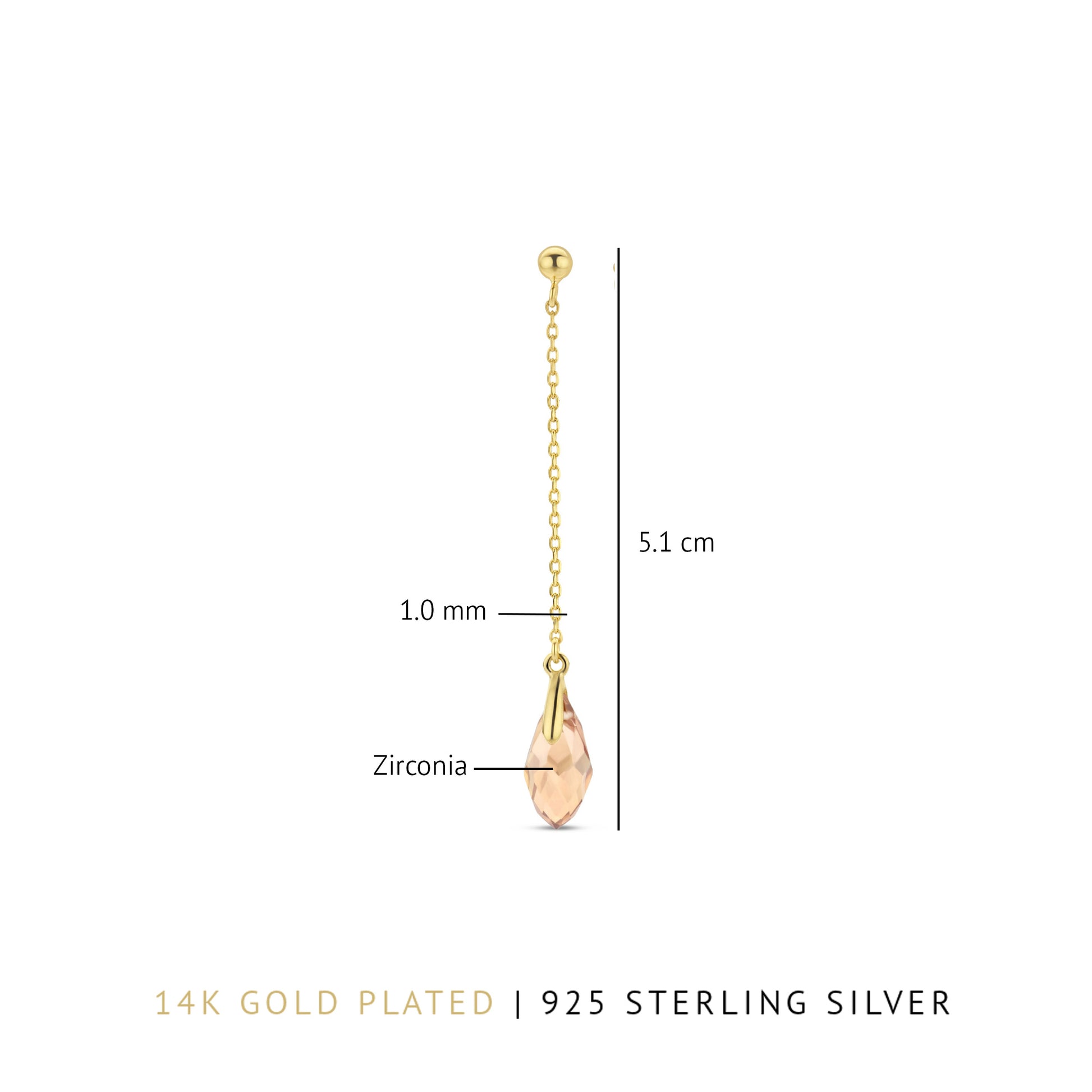 La Sirena Ombrone 925 sterling silver gold plated drop earrings with 14 karat gold plating - Parte di Me