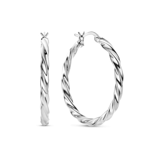 Bibbiena Poppi Viviana 925 sterling silver hoop earrings with twist - Parte di Me