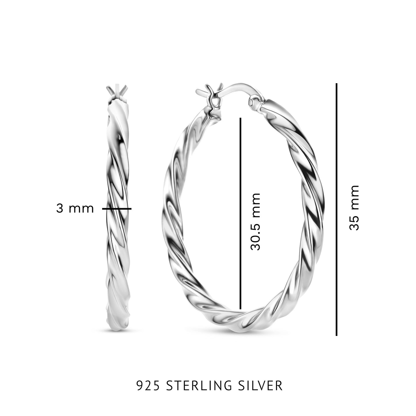 Bibbiena Poppi Viviana 925 sterling silver hoop earrings with twist - Parte di Me