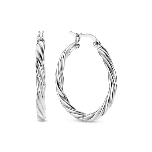 Bibbiena Poppi Viviana 925 sterling silver hoop earrings with twist - Parte di Me