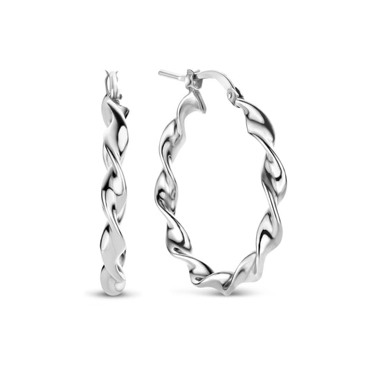 Bibbiena Poppi Viviana 925 sterling silver hoop earrings with twist - Parte di Me