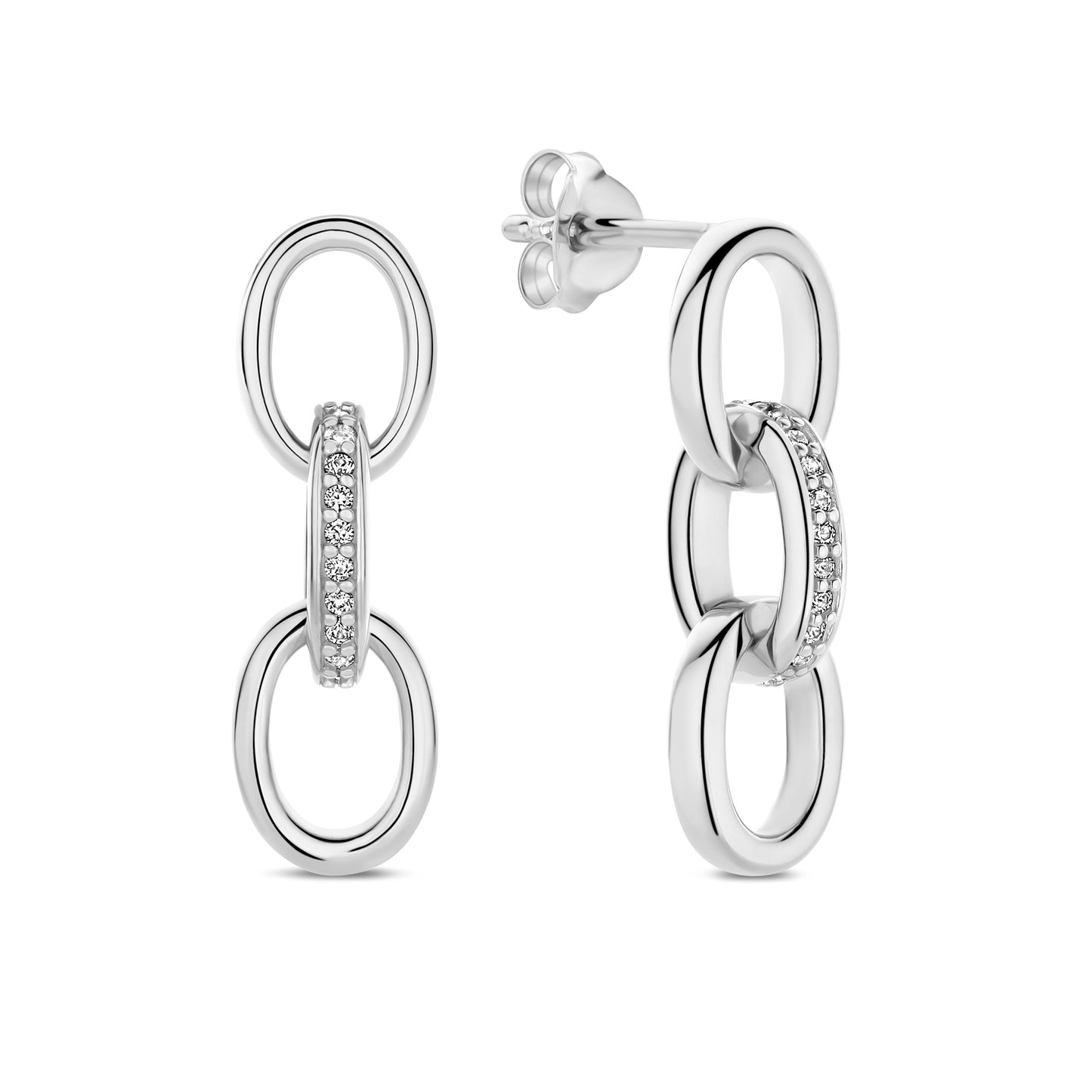 Bibbiena Poppi Clara 925 sterling silver drop earrings with zirconia stones - Parte di Me