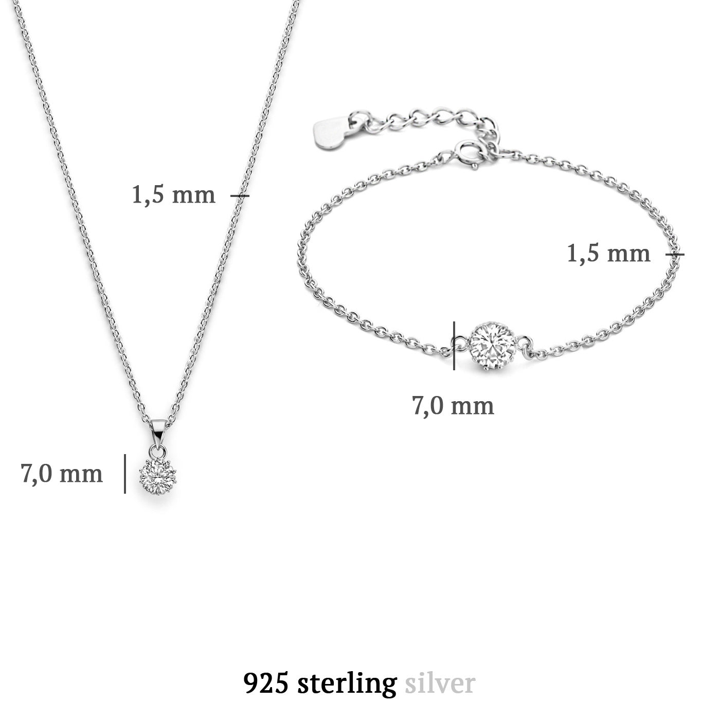 Sorprendimi 925 Sterling Silber Kette und Armband Geschenkset mit Zirkonia Stein