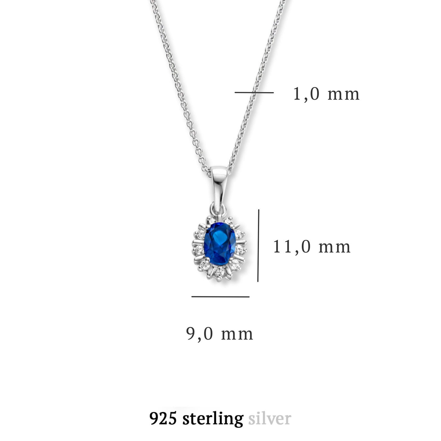 Sorprendimi 925 sterling silver necklace and ear studs gift set with blue zirconia stone - Parte di Me