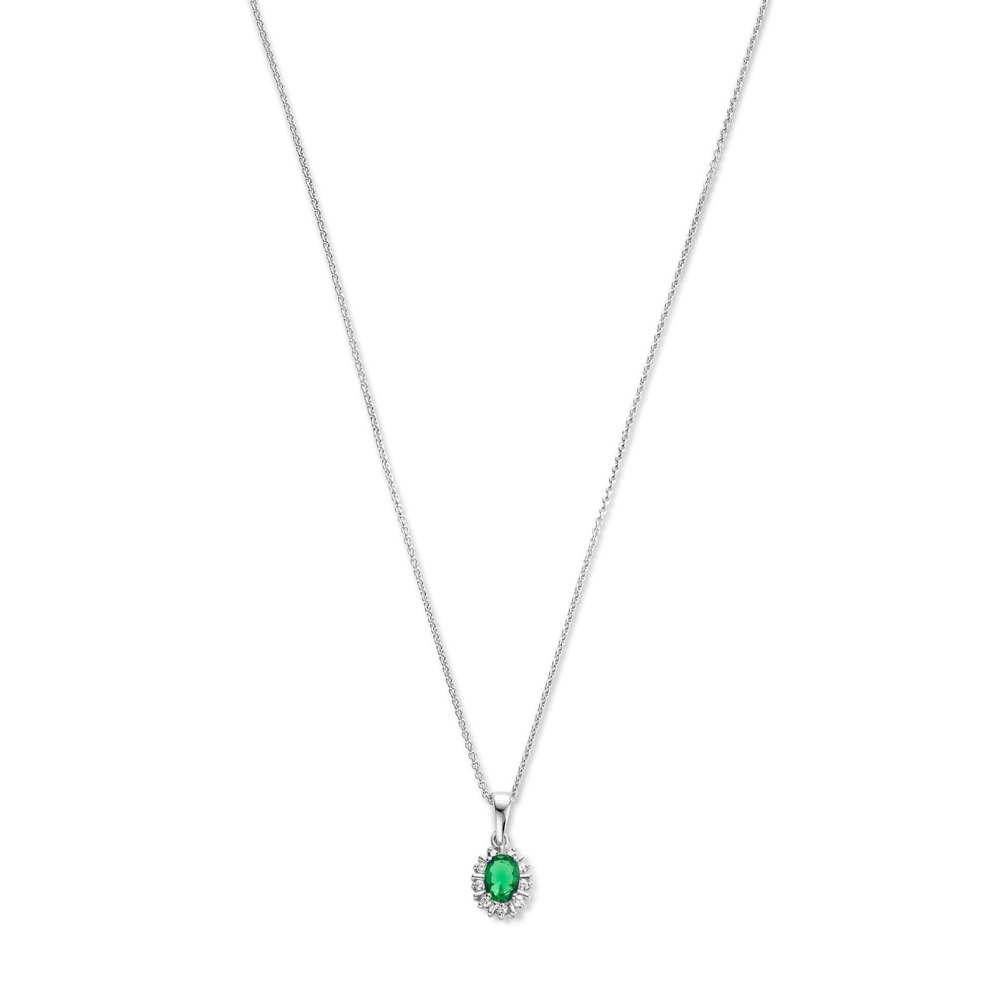 Sorprendimi 925 sterling silver necklace and ear studs gift set with green zirconia stones - Parte di Me