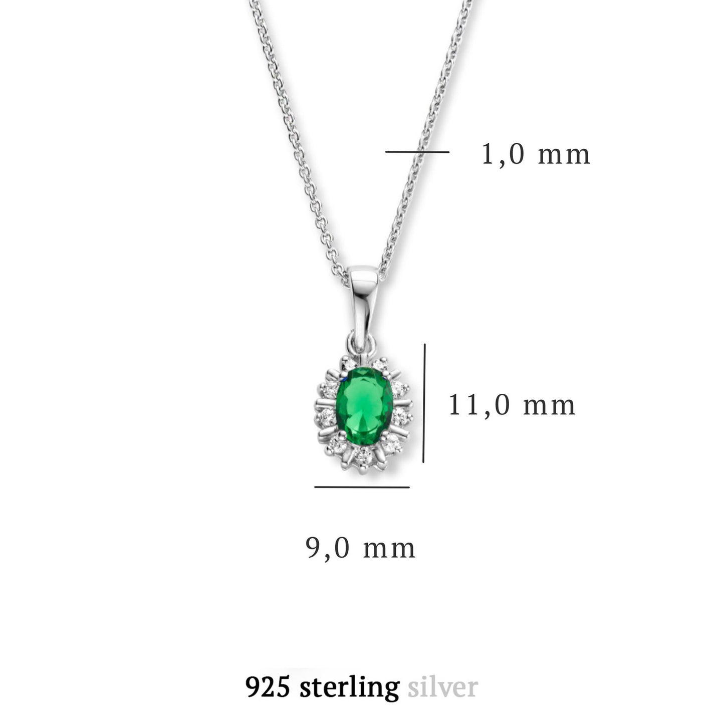 Sorprendimi 925 sterling silver necklace and ear studs gift set with green zirconia stones - Parte di Me