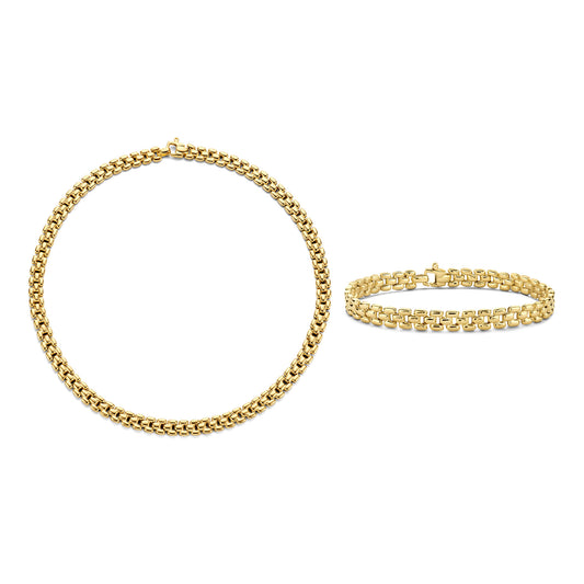 Sorprendimi 925 sterling silver gold plated necklace and bracelet giftset